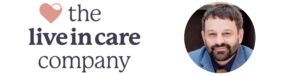 Luca Rado, Co-founder of The Live In Care Company, smiling beside The Live In Care Company logo 